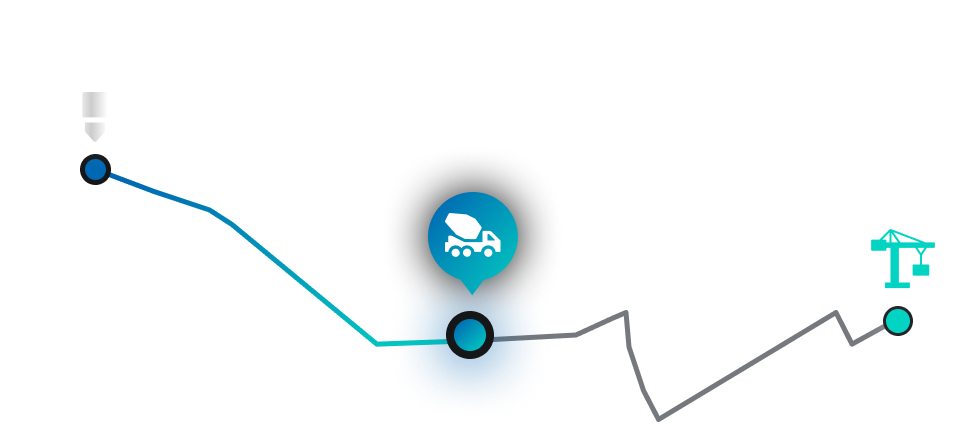 Verifi example of monitoring location and slump of concrete shipments